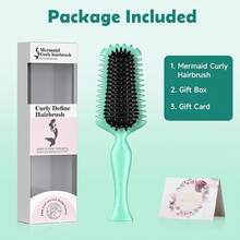 Curly Hair Brush Volume Curly Defining Brush For Effortlessly Detangling Shaping And Styling Curls, Curl Brushes Suitable For All Wet Or Dry Hair Types, Gifts Idea For Women And Men (Green) - Green - View 4