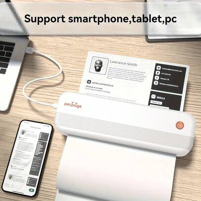  Imprimante thermique portable Peripage P40 – Imprimante de pochoirs de tatouage sans fil pour artistes, impression A4 sans encre pour le bureau et l'école, compatible Android/iOS et ordinateur portable