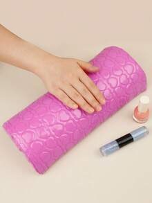 1pc Soft Manicure Pillow With Heart Shape Design, PU Leather Armrest Hand Pillow Set, Removable & Washable - Multicolor - View 12