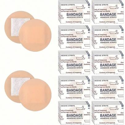 200片装1英寸粘性点状绷带圆形粘性圆形小脸绷带带不粘垫用于皮肤伤口护理急救包