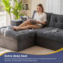 MAXYOYO L-Shaped Modular Sofa With Convertible Left/Right Ottoman,Cloud-Textured Tufted Cushions,Four Combinations,Sofa In A Box,No Assembly Required - 深灰色 - 查看 10