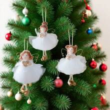 1pc Christmas Decoration Whimsical Fairy Tale Angel Pendants, Cute Angel With Wings, Mesh Dresses - Perfect For Christmas Tree, Home & Window Display, Valentine'S Day & Thanksgiving Gifts, Festive Ornament|Playful Design|Detailed Craftsmanship, Battery-Free Hanging Ornaments For Xmas Tree, New Year, Fall Decor