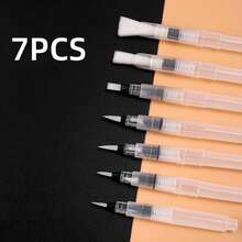 1/3/7pcs Watercolor Brush Set - Easy To Refill, Ideal For Beginner And Artist Watercolor Brushes, Refillable Watercolor Brushes. Premium Nylon Paintbrushes With Water Reservoir, 7 Brush Shapes, Suitable For Oil, Acrylic, Watercolor - Great For DIY Art Projects, Back To School, Christmas, Halloween, Thanksgiving Craft Supplies - White - View 13
