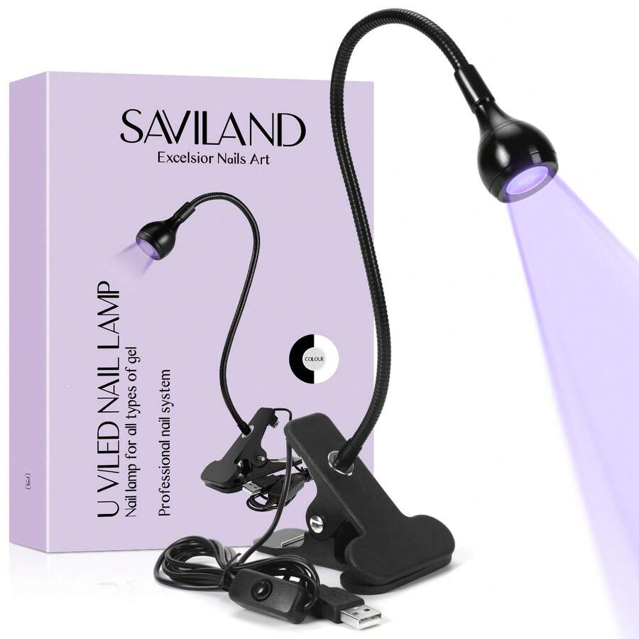SAVILAND U V LED Nail Lamp – Mini Led Nail Lamp Gel Lamp For Nails With Securing Clip Rotatable Led Light For Nails For Curing Gel Polish U V Nail Gels Manicure Home DIY, Black - 黑色 - 查看 1