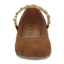 Zapatos Flats Mujer Color Cafe con brillos en cintas comodos Elegantes - Marrón - Ver 4