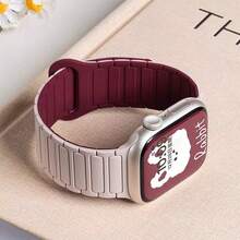 高级简约磁吸表带，兼容38/40/41/42/44/45/46/49mm表盘，兼容Ultra/SE10/9/8/7/6/5/4/3/2/1型号 - 白酒 - 查看 6