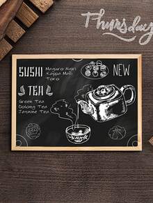 Madebyblanc 1 块木制小黑板，时尚双面悬挂留言板，DIY 手写广告菜单展示，橡木框架软木板，办公室和家居装饰，家庭和学校的留言板或愿景板 - 黑色 - 查看 5