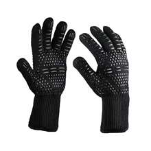 One Piece BBQ Gloves High Temperature Resistance Oven Mitts 800 Degrees Flame Resistant Barbecue Heat Insulation Microwave Gloves, Cut Resistant, Non-Slip Silicone BBQ Gloves For Kitchen, Grill, Camping, And Cookware - Black - View 14