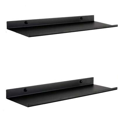 Set 2 Mensole da Muro Design Moderno 50 x 15 cm | Scaffale Metallo Nera Sospesa | Scaffale Soggiorno, Mensole Bagno, Mensole Camaretta Bambina o Scaff