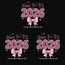1/2/3 件心形、蝴蝶结、“2026”热转印贴纸 - 热压补丁，适用于 T 恤、衬衫、枕头、连帽衫、牛仔裤、背包和帆布包上的 DIY 定制 - 彩色 - 查看 4