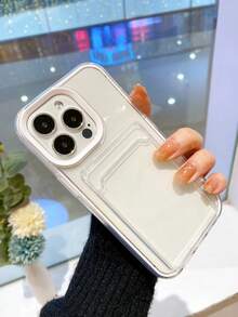 Apple Compatible With IPhone, 2-In-1 Card Slot TPU Phone Case - Soft Shell, Can Hold Cards & Coins, Anti-Fall, Sweat-Proof, Fingerprint-Proof, Wear-Resistant, No Fading Waterproof Shockproof Scratch Resistant - White - View 7