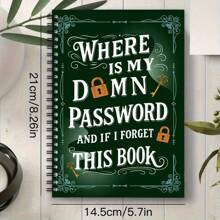 有趣的螺旋密码笔记本，配有蓝绿色封面和金色钥匙设计 - 35 页，用于安全的互联网和计算机登录、用户名和密码 - 非常适合家庭、办公室或剪贴簿套件、密码簿、学校用品、返校