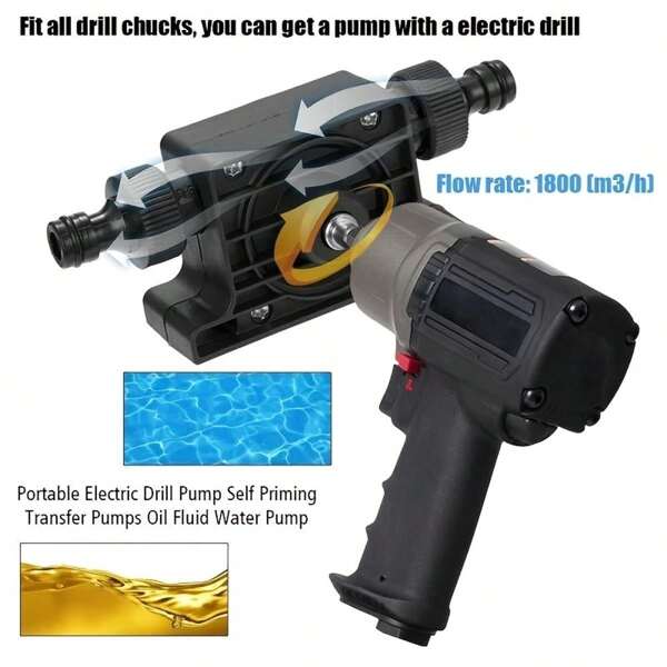 Portable Electric Drill Pump: Mini Manual Self-Priming Liquid Transfer Pump For , Water And More!