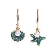 1 Pair Of Bohemian Seashell Starfish Pendant Earrings For Women, Gold Zinc Alloy With Faux Gemstones, Elegant Casual Wear And Perfect Gift For Valentine's Day Or Party, Earrings - Nhiều màu - Xem 6