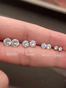 14K镀金立方氧化锆耳钉，低过敏性不锈钢银色/金色耳环，3-4-5-6毫米圆形仿钻CZ耳钉，适合日常佩戴，吸血鬼配饰，万圣节耳环 - 如圖所示 - 查看 4