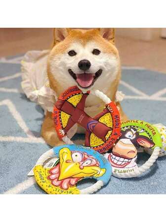 1 pieza Juguete para perro de persecución, suministros para mascotas, cuerda de lona resistente a mordeduras, juguete interactivo de entrenamiento de perro con diseño de dibujos animados, color aleatorio