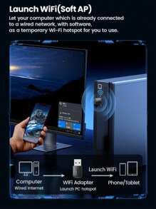 UGREEN 2.4G & 5G Wifi6 Wireless Adapter 600Mbps 286Mbps USB WiFi Network Card For PC Computer USB WiFi Adapter USB Ethernet WiFi - Black - View 8