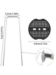 (The Number Of Gasket Holes Is Random) 40 Pcs Ground Nails/40 Pcs Washers/30 Pcs Ground Nails+Washers Set/40 Pcs Ground Nails+Washers Set/50 Pcs Ground Nails+Washers Set, Garden Pegs U-Shaped Ground Pegs Stakes Heavy Duty Metal Pins Spikes Ground Staple With Buffer Washers For Outdoor Tents And Canopies, Gardening Fabrics, Landscape Cloths, Barriers, Easy-Install Garden Anchors For Outdoor Landscaping - Multicolor - View 3