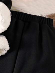 Tween Boy Slogan Cat Print Warm Hoodie And Sweatpants Casual Set - Black - View 6