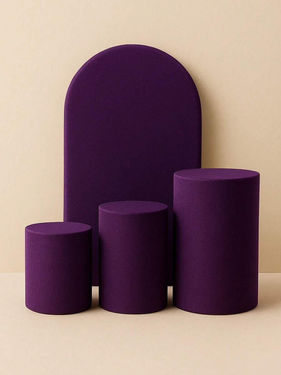 Set Of 4 Double-Sided Roman Panel Pieces And Cylinders - Purple - View 1