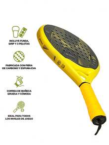 Hikeo Premium Padel Racket With Cover, Balls And Grip, Racket For All Levels - Yellow - View 2