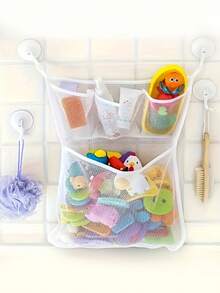 1pc Bathroom Toy Storage Mesh Bag, Cartoon Bathroom Toy Storage Bag, Wall-Mounted Shower Mesh Storage Bag, Easy Installation Accessories - Multicolor - View 2