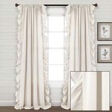 LUSH DECOR Linen Ruffle Window Curtain Panel Single White 54X84+5 Halloween-Fall Decor-Room Decor - Off White - Xem 1
