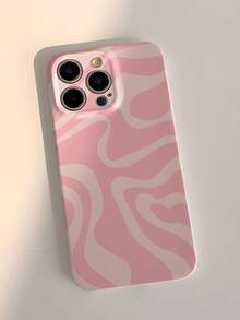 Pink 1pc Minimalist Artistic Color Block Asymmetrical Pattern Perforated Glossy Filament Hard Phone Case, Compatible With IPhone 11/12/13/14/15/16 Pro Max Waterproof Shockproof Anti-Fall Scratch Resistant - Multicolor - View 3