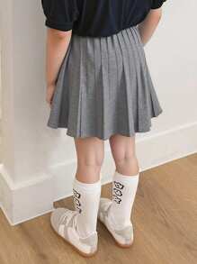 Dazy Kids 年轻女孩纯色松紧腰休闲毛衣和百褶迷你裙套装