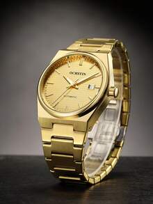 OCHSTIN Herren Goldene Uhr, Luxus Edelstahl Uhr, personalisierte vollautomatische mechanische Uhrwerk Armbanduhr, klassische Herrenuhren