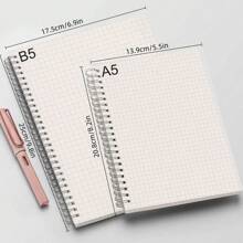Quaderno a spirale con griglia grande, quaderno a spirale, mini quaderno, griglia spessa, quaderno semplice per studenti e laureati, quaderno con copertina trasparente - adatto per studio, ufficio, scrittura e disegno, forniture scolastiche, ritorno a scuola
