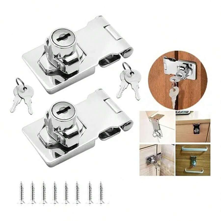 Paquete de 2 cerraduras de seguridad para cajones de puertas delanteras de 2,5 pulgadas para puertas, gabinetes, cajones, cajas de herramientas, etc. - Plateado - Ver 1