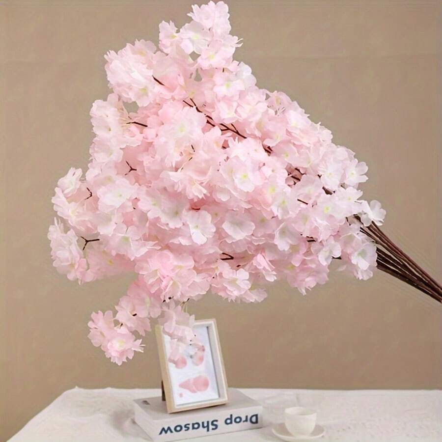 1 件 3.2 英尺人造红色樱花树枝,真实触感假花束樱花树枝长茎人造花,适用于高花瓶 DIY 插花装饰,婚礼派对复古装饰,现代农舍,家庭卧室装饰,感恩节,丰收节,圣诞节,秋季,假花装饰 - 彩色 - 查看 1