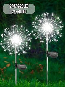 1個/2個/4個 太陽能戶外煙火燈，防水 8 種照明模式，60-720LED DIY 景觀燈，適用於露營、野餐、派對、花園、院子、露台、小徑、草坪和聖誕節裝飾 - 黑色 - 查看 14