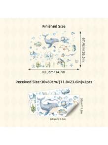 Kids Wall Stickers Cartoon Ocean Animals Educational Back To School Children's Room Decor Bathroom Home Decoration