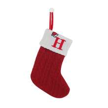 1pc Classic Christmas Stocking - Red And White Knitted Embroidered Alphabet Letter, Modern Style Holiday Polyester Candy Cane Decor, Festive Xmas Tree Hanging Ornament, Soft, Durable, Easy To Hang, Perfect For Holiday Season, Home Fireplace, New Year, Indoor And Outdoor Decor, Gift Bag, Christmas Decor Home Decor Christmas Decorations Room Decor