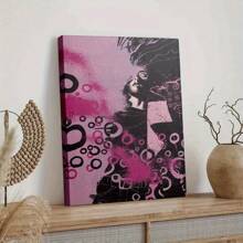 1 件帆布艺术印刷品 - 带圆圈的抽象粉色和黑色轮廓，适合客厅或办公室的现代墙壁装饰，优雅的家居墙壁装饰，抽象墙壁艺术，无框架。 - 彩色 - 查看 2