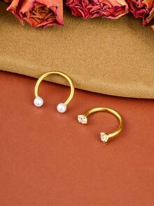 16G Women's Lip Ring, Nose Ring, Cartilage Hoop, Horseshoe Earrings, Low Allergy Stainless Steel, Butterfly, Star, Heart, Pearl Designs, 10mm Diameter