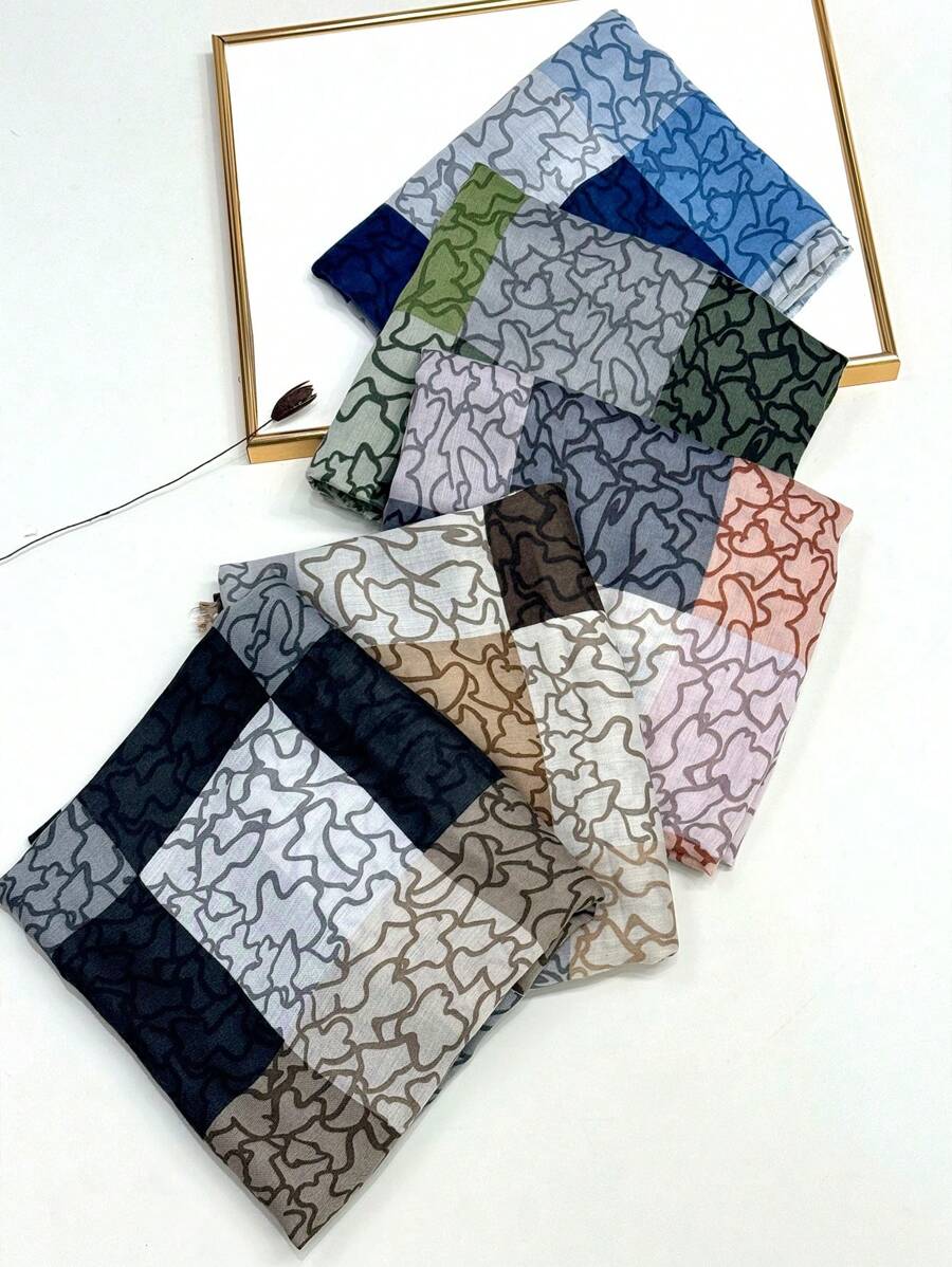 新款透气流苏披肩，优雅时尚丝巾，女士真丝围巾，活力波点长款围巾，适合春夏，户外防晒沙滩披肩，百搭头巾 - 彩色 - 查看 1