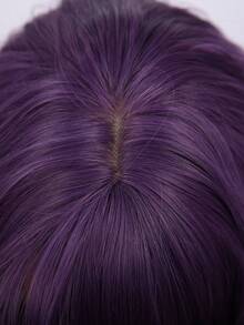 SMILCO 14-Inch Purple Wavy Wig For Women With Straight Bangs To Make Your Face Look Smaller. Medium-Length Hair Is Fluffy And Natural. Fashionable For Daily Outings - Màu tím - Xem 7