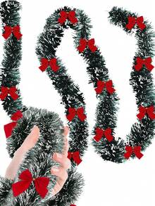 1 Stück Weihnachts-Lametta-Girlande, künstlicher Weihnachtskranz, dunkelgrüne Frost-Spitzen Metallgirlande, Weihnachts-Metallgirlande zum Aufhängen, Kamin-Kranz-Dekoration, Treppengeländer-Dekoration, Innen- und Außendekoration, Weihnachtsdekoration, Raumdekoration, Winterdekoration