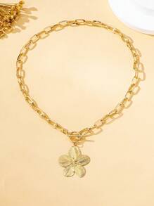 Chunky Chain OT Necklace With Flower Pendant Women And Girls Couple Gifts Valentine's Day Gift Gifts For Mother/ Mom/Mama - Flower Pendant - View 10