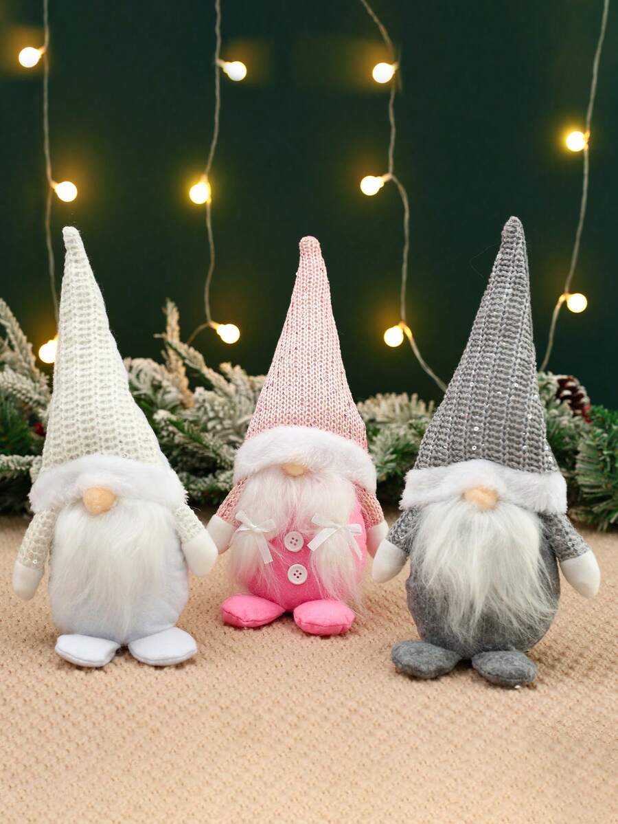 1pc Short Leg Faceless Gnome Christmas Ornaments(White/Pink/Grey),Christmas Home Room Dining Table Decoration,Christmas Tree Decoration Pendant,Home Decoration, Festive Party Decoration,Merry Christmas,Xmas Gift,Holiday Party Favors,Christmas Decoration,Christmas Party Supplies,Xmas Decor, New Year 2026 Gift