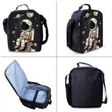 宇航员图案印花背包三件套（单层背包+肩带午餐袋+单层铅笔袋） - 太空人三件套 - 查看 4