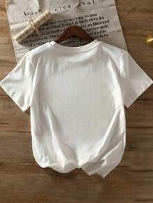 Trending Clothes Women's Casual Short Sleeve T-Shirt With Playful Doberman Pattern - White Round Neck Loose Fit, Medium Elasticity, Machine Washable, Suitable For Spring, Summer, And Autumn Fashion, Daily Wear, Animal Print Shirt, Soft Fabric Top - trắng - Xem 2