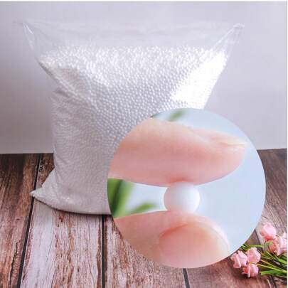 3-5毫米EPS圆形泡沫颗粒，聚苯乙烯，适用于豆袋椅、蒲团床垫、毛绒玩具填充、DIY工艺品 - 弹性透明填充颗粒