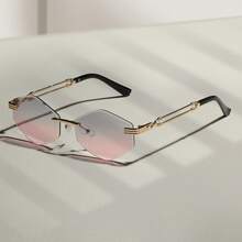 1 Pair Rhombus Frameless Glasses - New Fashion Glasses - Retro Glasses - Chic Glasses, Unisex