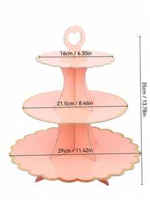 1PC 3-Tier Cupcake Stand Cardboard Round Cake Stand Dessert Tower& Food Display Stand With Gold Scalloped Edge For Birthday Party Favors Wedding Decor Back To School, Afternoon Tea, Wedding, Party