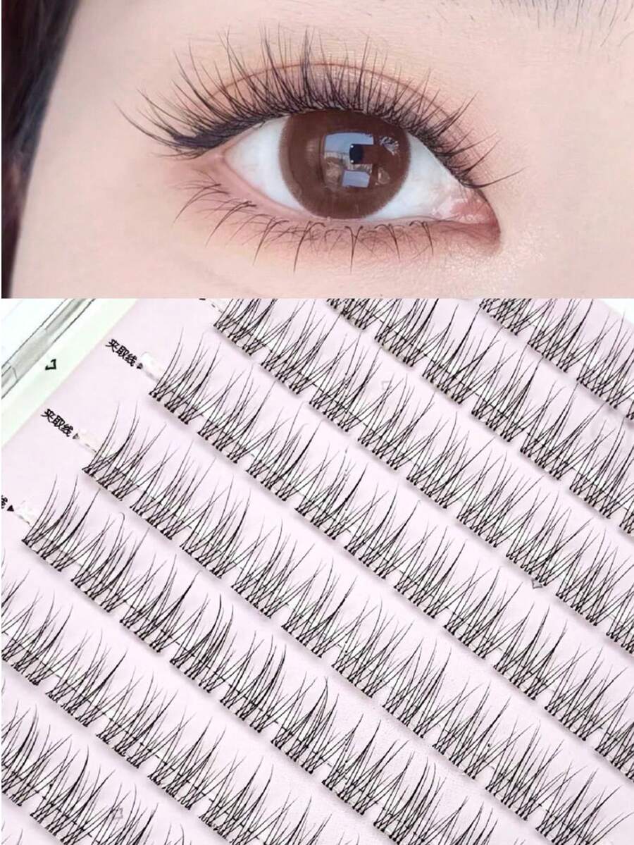 120 szt. naturalnych, bezklejowych, luźnych, syrenich sztucznych rzęs, przezroczysty trzonek, przyjazny dla początkujących, sztuczny norek, 3-częściowy, codzienny makijaż bez makijażu, segmentowane, pojedyncze kępki rzęs, kępki rzęs, pojedyncze rzęsy, sztuczne rzęsy