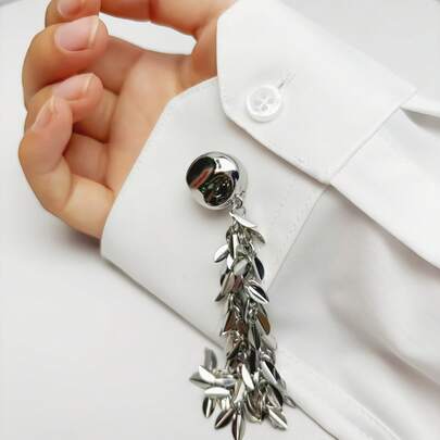 2 Pieces Gold Silver Tassel Shirt Dress Button Cover Decorative Accessories, Men's And Women's Shirt Exquisite Decorative Button Cover Sleeve Buttons, Exquisite Craftsmanship, Needleless Sewing, 3 Seconds To Wear, Full Brass Base. Business Holiday Gift